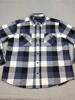 Harley-Davidson Shirt 2XL Black Blue & White Buffalo Plaid Flannel Motorcycle